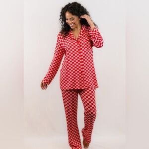 In My Sundays Pink and Red Check Pajama Set